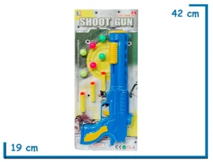 SHOOT GUN CELESTE PISTOLA LANZA BOLAS EN BLISTER