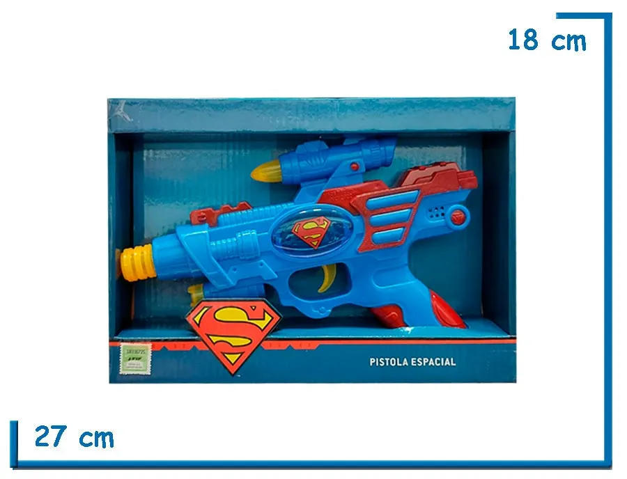 PISTOLA ESPACIAL MEDIANA SUPERMAN EN CAJA