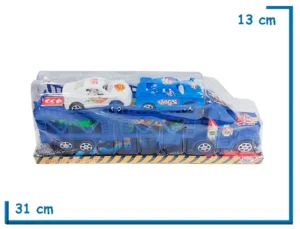 BUILD PLAY SET CAMION AZUL CHICO CON 4 AUTOS A FRICCION