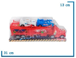 BUILD PLAY SET CAMION ROJO CHICO CON 4 AUTOS A FRICCION