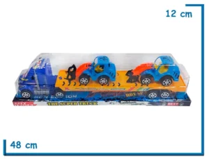 CITY TRUCK CAMION AZUL GRANDE CON 2 TRACTORES A FRICCION