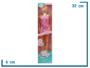 TINY FANTASY MUÑECA VESTIDO ROSA CORAZONES