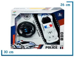 MODEL CAR POLICE AUTO BLANCO CON VOLANTE RC 1.20