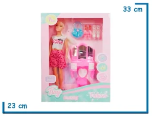 TINY FASHION MUÑECA VESTIDO AMORA CON TOCADOR