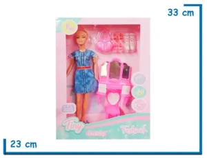 TINY FASHION MUÑECA VESTIDO JEAN CON TOCADOR