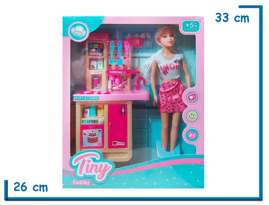 TINY FANTASY MU¥ECA VESTIDO AMORA CON COCINA