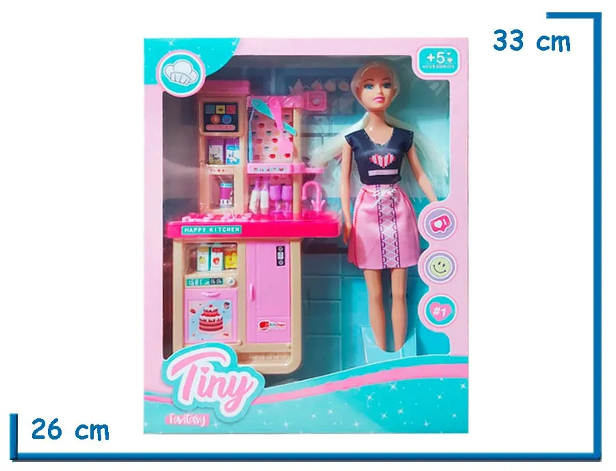 TINY FANTASY MU¥ECA VESTIDO CORAZON CON COCINA