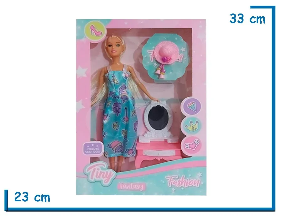 TINY FASHION MUÑECA CELESTE CON TOCADOR