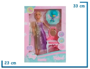 TINY FASHION MUÑECA VIOLETA CON TOCADOR