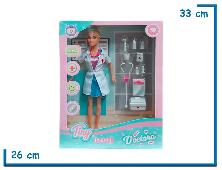 TINY FANTASY DOCTORA MUÑECA REMERA ROSA Y CELESTE