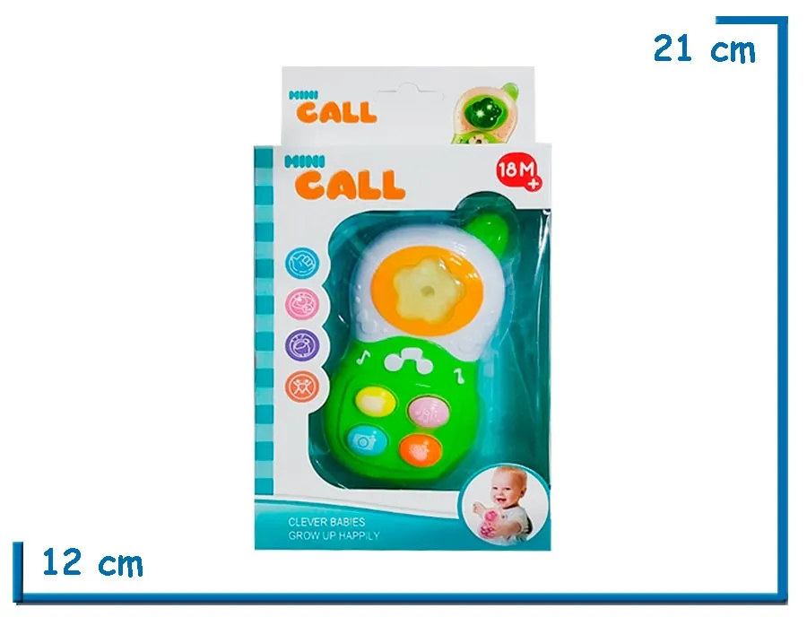 MINI CALL CELULAR VERDE INTERACTIVO LUZ Y SONIDO