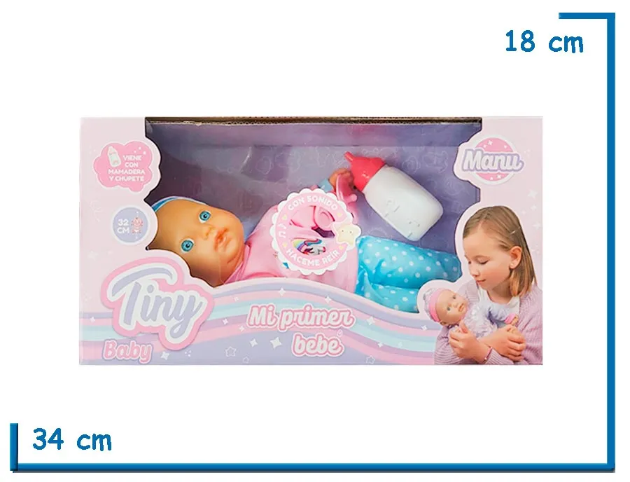TINY BABY MI PRIMER BEBE ROSA CON ACCESORIOS Y SONIDO