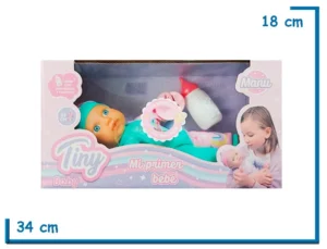 TINY BABY MI PRIMER BEBE TURQUESA CON ACCESORIOS Y SONIDO