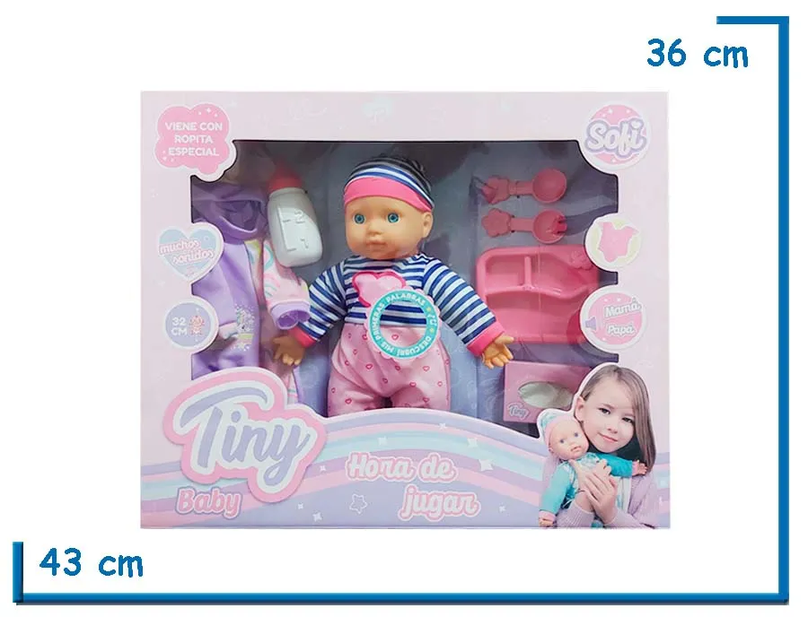 TINY BABY HORA DE JUGAR ROPA RAYADA CON ACCESORIOS Y SONIDO