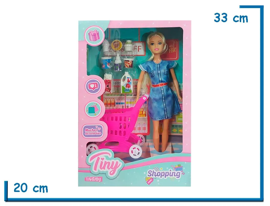 TINY FANTASY MU¥ECA VESTIDO JEAN CON SUPERMERCADO
