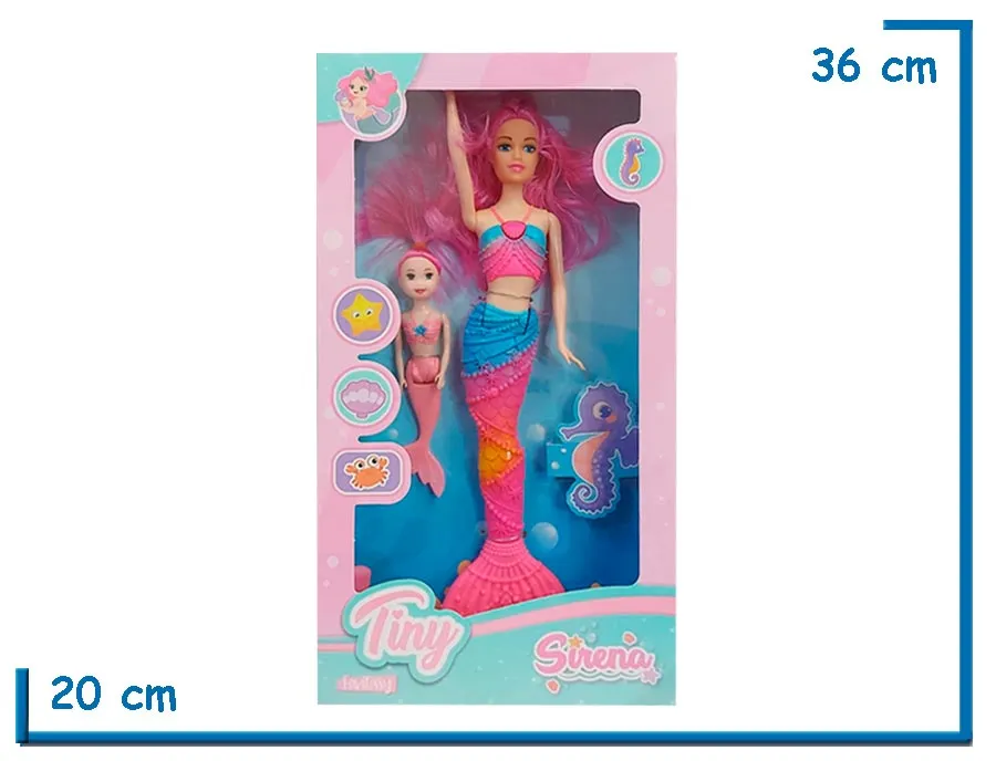 TINY SIRENA ROSA MU¥ECA CON MINI SIRENA