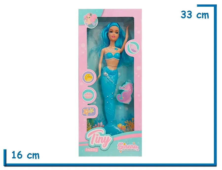 TINY SIRENA CELESTE MU¥ECA SIRENA EN CAJA