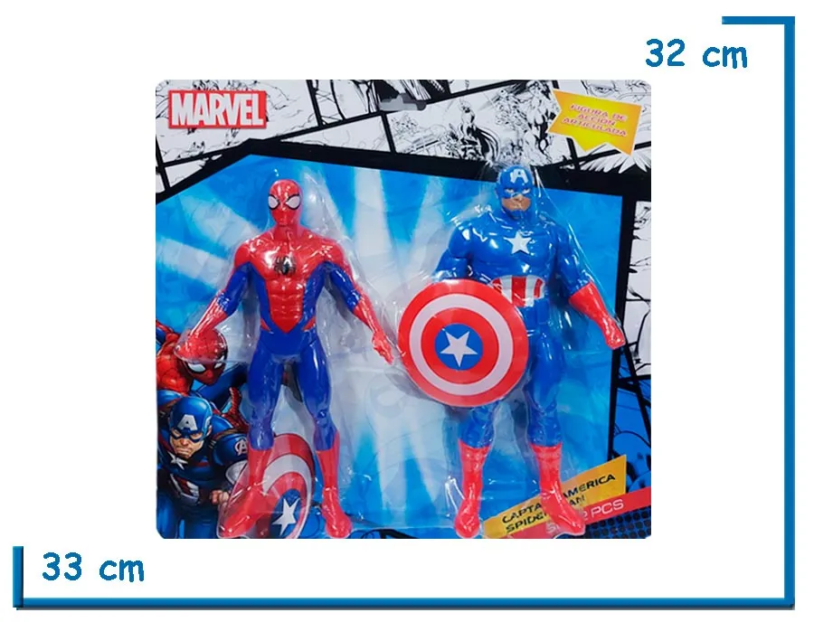 SPIDER-MAN & CAPTAIN AMERICA FIGURAS DE ACCION EN BLISTER 23CM