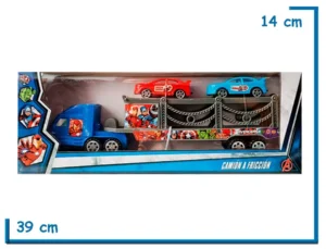 AVENGERS CAMION MOSQUITO MEDIANO A FRICCION CON 2 AUTOS