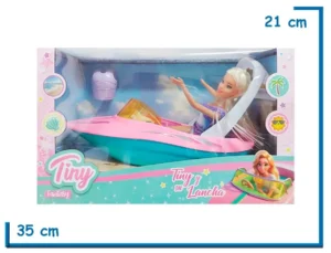 TINY FANTASY Y SU LANCHA MUÑECA MALLA VIOLETA CON ACCESORIOS