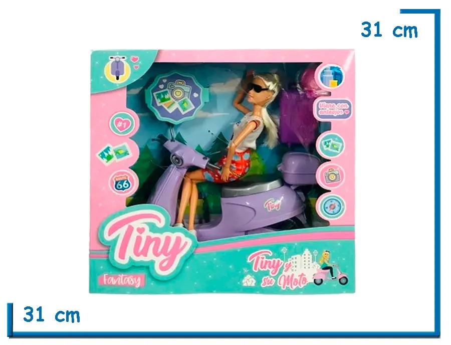 TINY FANTASY MU¥ECA FALDA ROJA CON MOTO