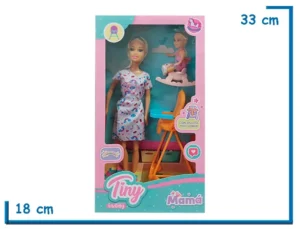 TINY FANTASY MUÑECA VESTIDO ARCOIRIS MAMA CON SILLITA PARA COMER