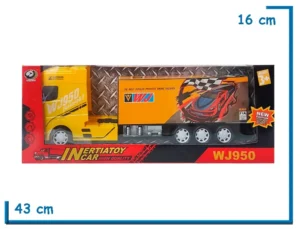 INERTIATOY CAR CAMION AMARILLO TRANSPORTE AUTOS EN CAJA 1.30
