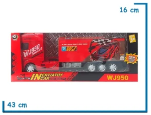 INERTIATOY CAR CAMION ROJO TRANSPORTE AUTOS EN CAJA 1.30