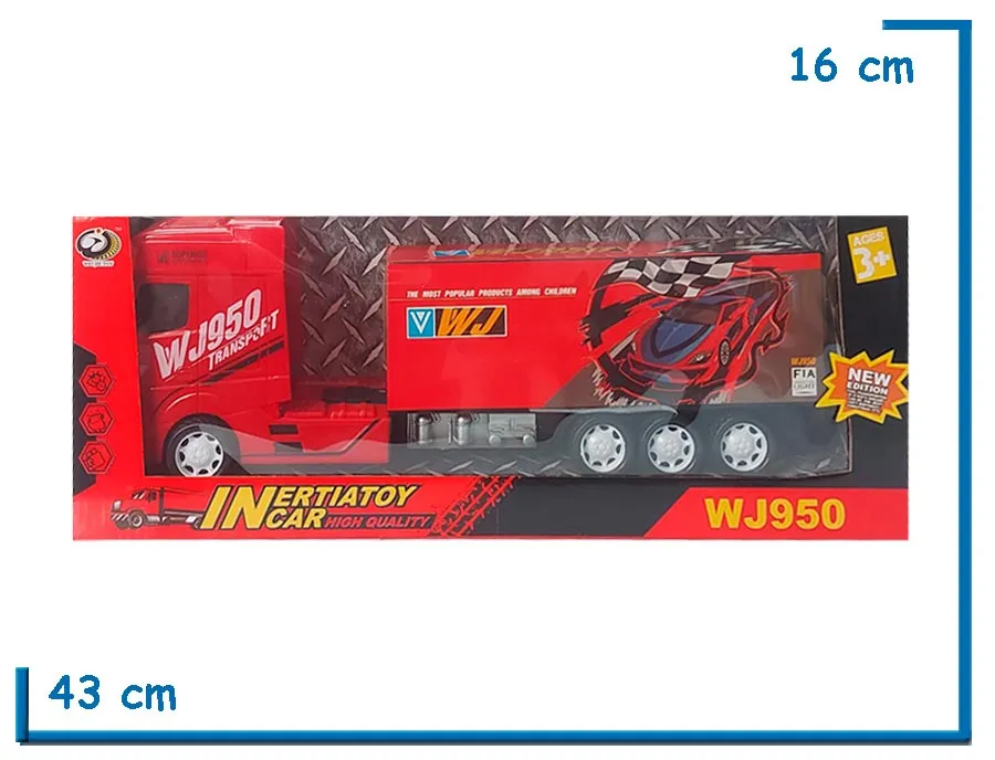 INERTIATOY CAR CAMION ROJO TRANSPORTE AUTOS EN CAJA 1.30