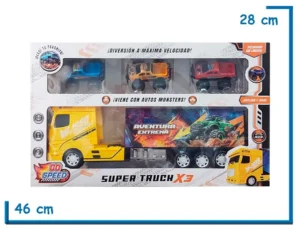 GO SPEED SUPER TRUCK AMARILLO A FRICCIÓN CON 3 CAMIONETAS