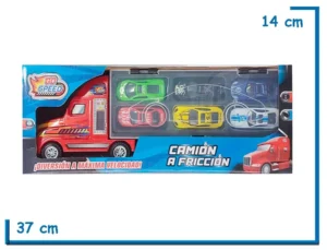 GO SPEED CAMION TRASPORTADOR ROJO A FRICCION CON 6 AUTITOS
