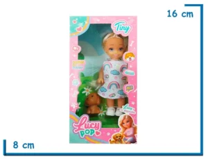 TINY LUCY POP MUÑECA VESTIDO ARCOIRIS CON ACCESORIOS
