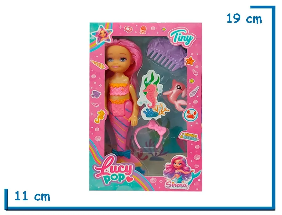 TINY LUCY POP MUÑECA SIRENA ROSA CON ACCESORIOS