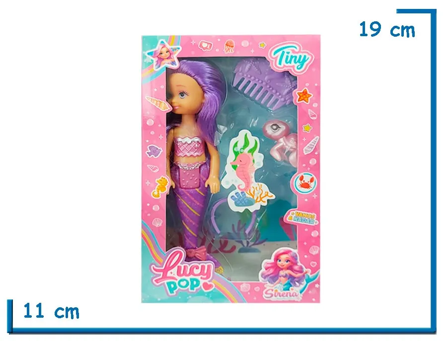 TINY LUCY POP MUÑECA SIRENA VIOLETA CON ACCESORIOS