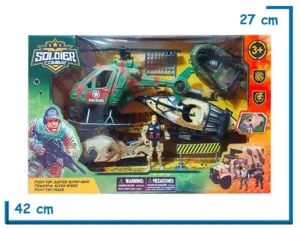 SOLDIER COMBAT SET GRANDE SOLDADO Y 4 VEHICULOS (HELICOPTERO)