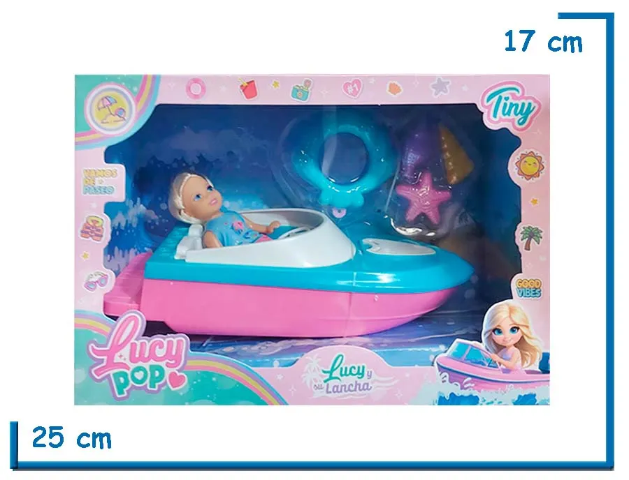 TINY LUCY POP MUÑECA LANCHA ROSA CON ACCESORIOS