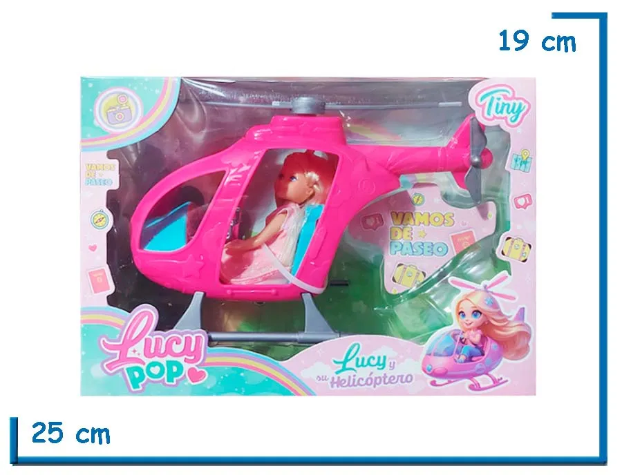 TINY LUCY POP MUÑECA VESTIDO ROSA CON HELICOPTERO