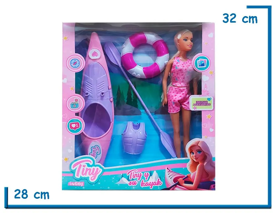 TINY Y SU KAYAK MU¥ECA CON VESTIDO ROSA