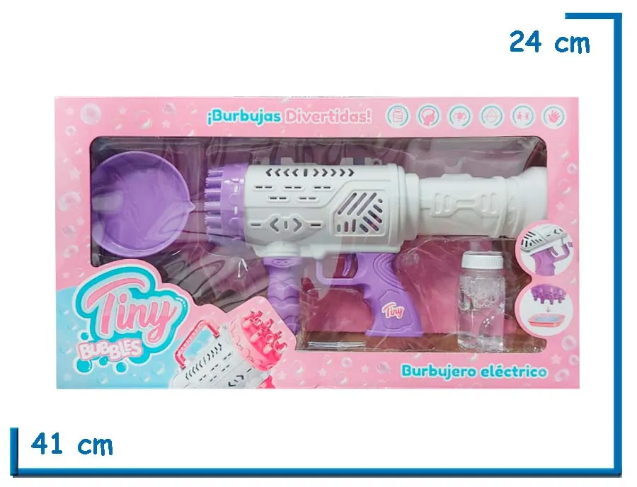 TINY BUBBLES VIOLETA BURBUJERO ELECTRICO AMETRALLADORA EN CAJA