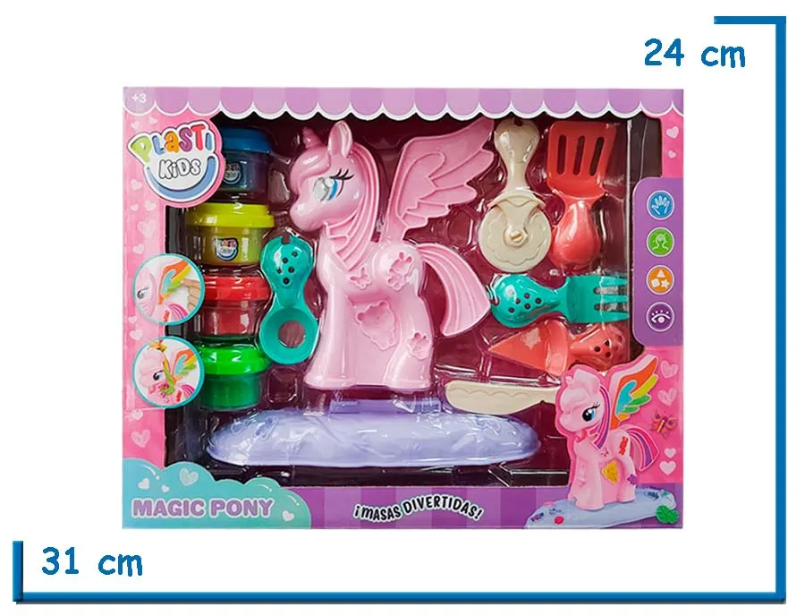 PLASTI KIDS MAGIC PONY MASAS X4 CON ACCESORIOS PONY