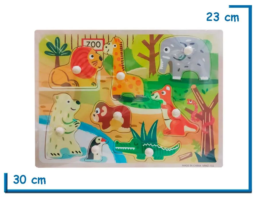 JUEGO DE ENCASTRE ZOO DE MADERA CON AGARRE
