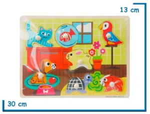 JUEGO DE ENCASTRE MASCOTAS DE MADERA CON AGARRE