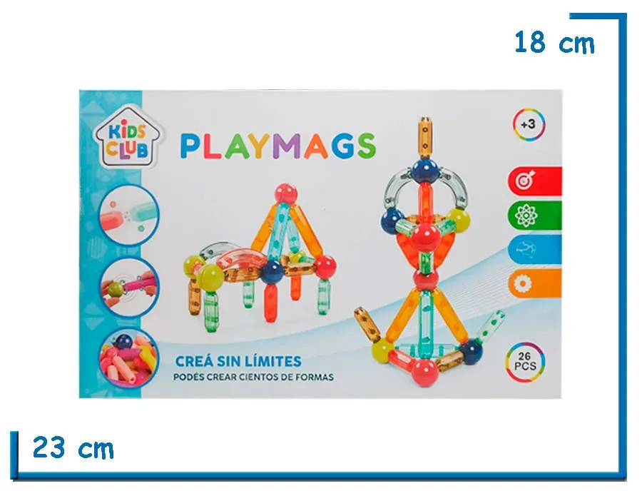 KIDS CLUB PLAYMAGS CONSTRUCCION MAGNETICA 26PZS