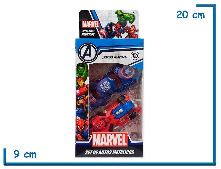 MARVEL AUTOS METALICOS CAPTAIN AMERICA & SPIDER-MAN PACK X2