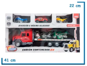 GO SPEED CAMION CONTENEDOR X5 ROJO A FRICCIÓN CON 5 VEHICULOS