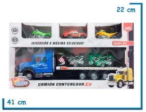 GO SPEED CAMION CONTENEDOR X5 AZUL A FRICCIÓN CON 5 VEHICULOS