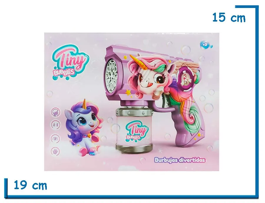 TINY BUBBLES PISTOLA BURBUJERO UNICORNIO A PILA
