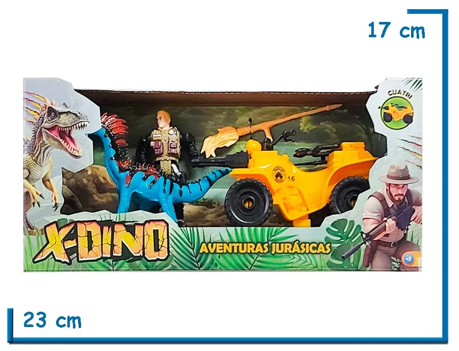 X-DINO AVENTURAS JURASICAS FIGURA CON DINO Y CUATRICICLO