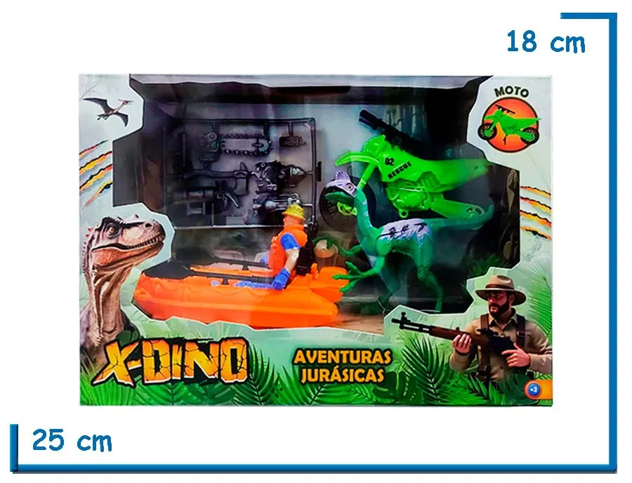 X-DINO AVENTURAS JURASICAS FIGURA CON DINO Y 2 VEHICULOS