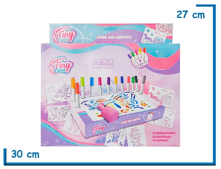 TINY COLOR ROSA EFECTOS DE AEROGRAFO CON MARCADORES Y PLANTILLAS